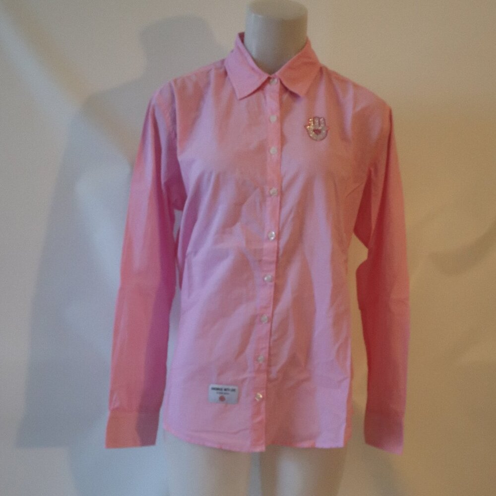 NWT Womens Romi Basha Pink Hamsa Button Down Shirt O/S